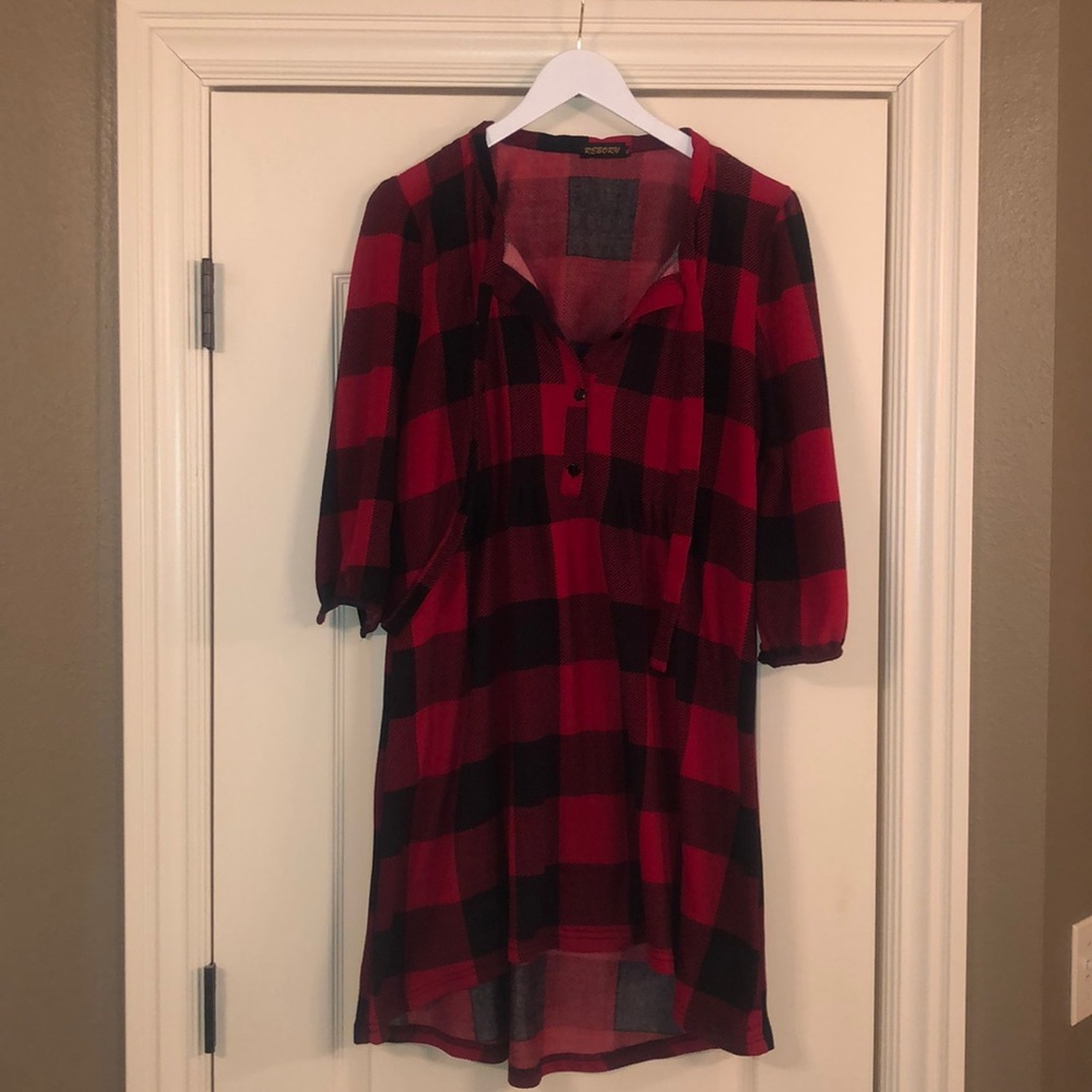 Reborn buffalo check button front dress